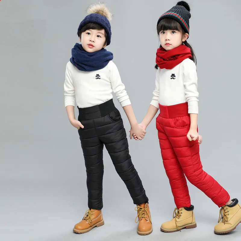 Happy Cherry Baby Boys Girls Down Cotton Pants Windproof Warm Snow Pants Winter Thicker Elastic Waist Trousers 1-5 Years