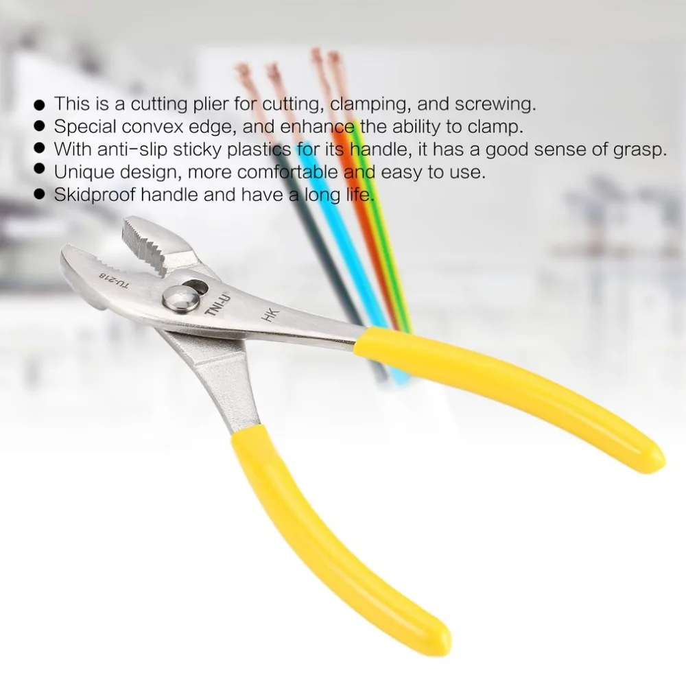 

TNI-U TU218 6/8 Inch Slip Joint Pliers Cutting Hand Tools Round Fish Nose Electrical Wire Cable Cutter Clamp Stripper Crimper