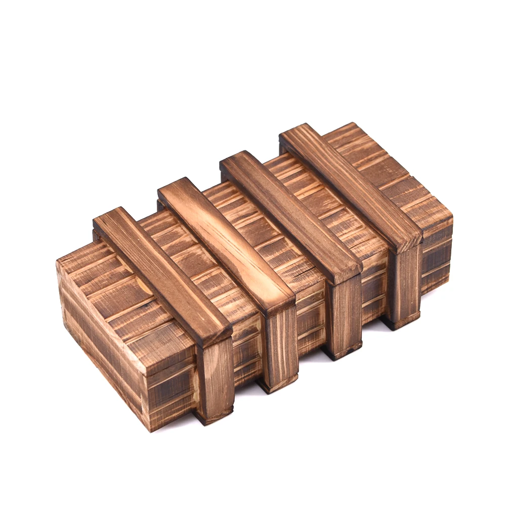 Himine Wooden Magic Mysterious Box Secret Opening Puzzle Box Gift Box Red+Wood