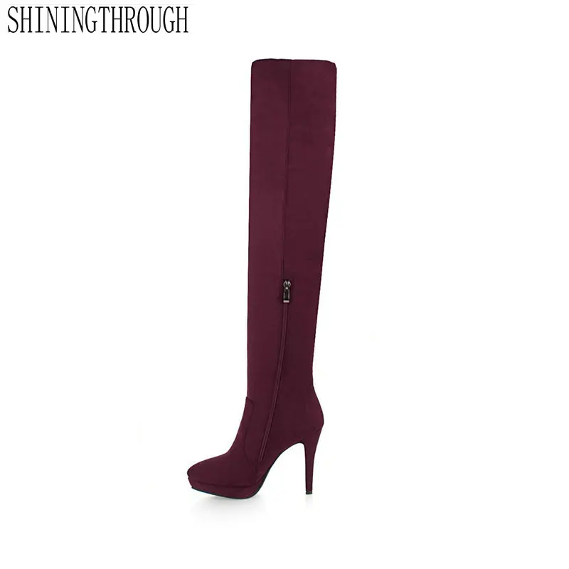 

2019 Women Over The Knee Boots 10.5cm Super High Heel Fashion Erogenous Women club dancing Shoes Black Winter Warm Size 34-39