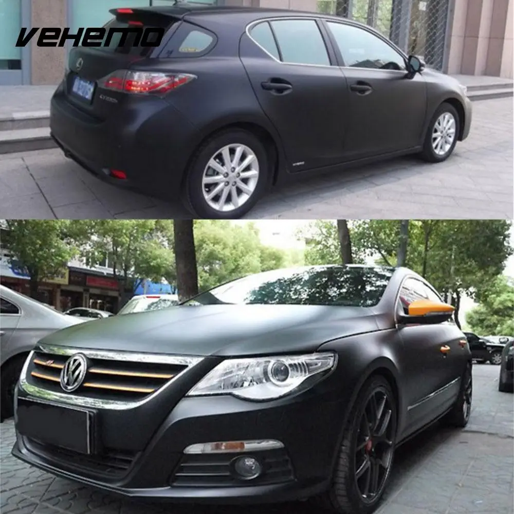 Vehemo PVC 10x152CM Wrapping Ornament Car Sticker Body Film DIY Sheet Decal Bubble-Free Accessories Matter Black | Автомобили и