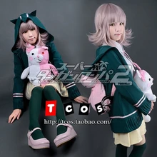 Anime Danganronpa: Trigger Happy Estrago ChiaKi Nanami Cosplay Cos Fiesta de Halloween Completo set4in1 (Shirt + skirt + capa + pajarita)