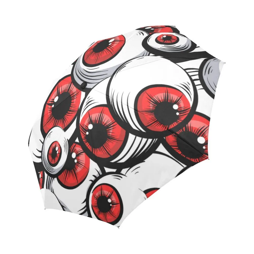

Eyes pattern printing Auto Open Close Folding Sun Rain Foldable Umbrella 100% Fabric Aluminium High-Quality Umbrella