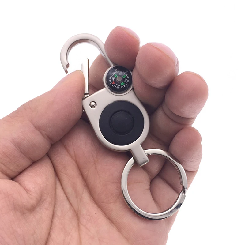 

Multifunction Keychain Tools Folding Aluminum Key Ring Carabiner Compass with Mini LED Light Outdoor Survival Tool
