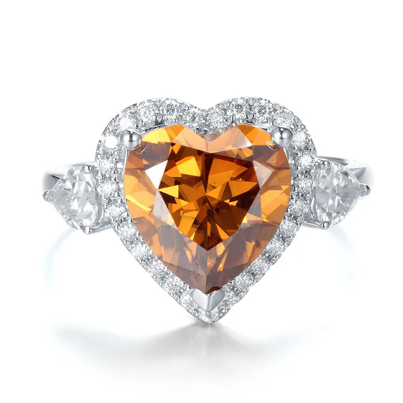 11X7mm Heart Shape Moissanite Ring Diamond Ring Trillion Heart Ring 14K