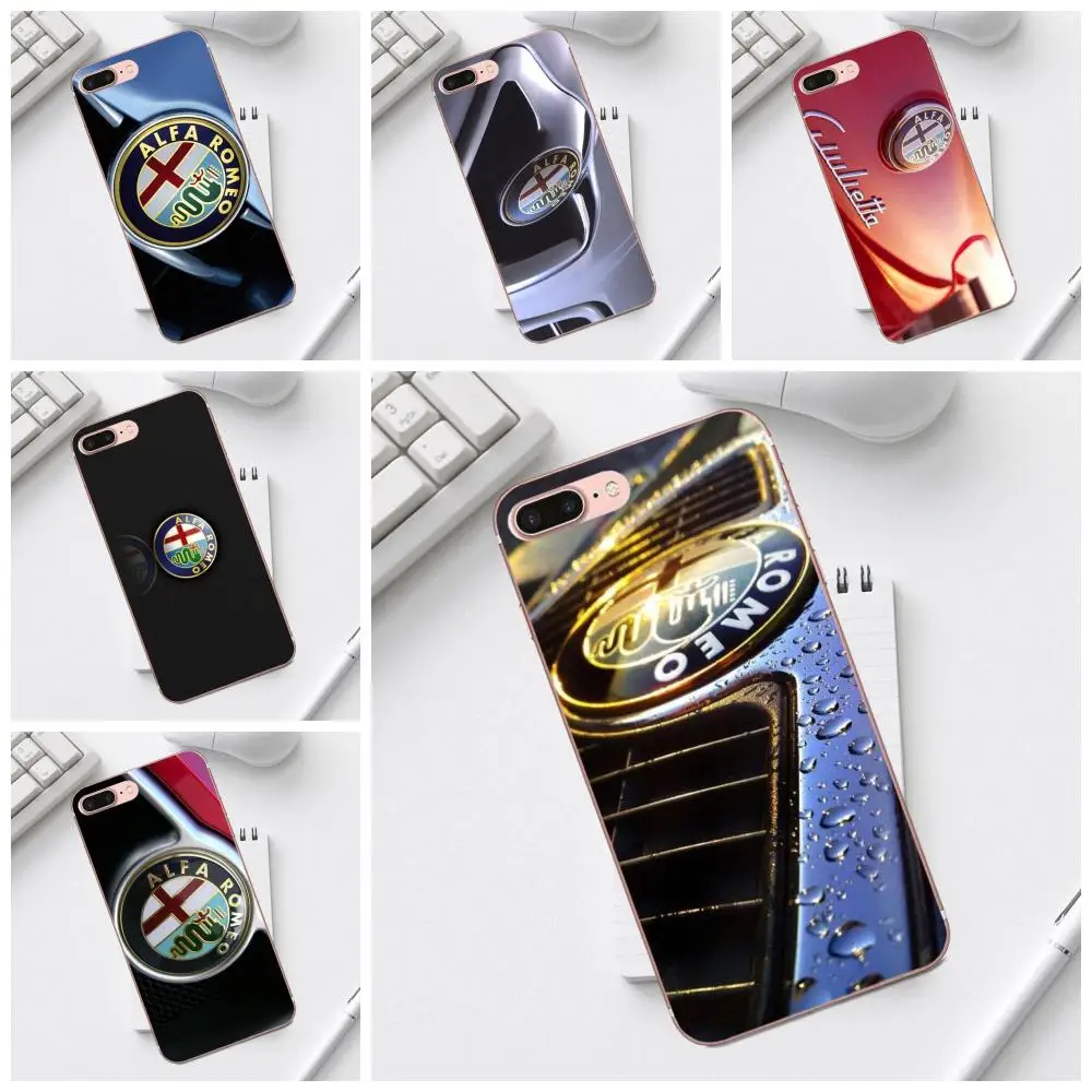 

Qdowpz For Galaxy Alpha Core Prime Note 4 5 8 S3 S4 S5 S6 S7 S8 S9 mini edge Plus TPU Art Online Cover Case Car Alfa Romeo Logo