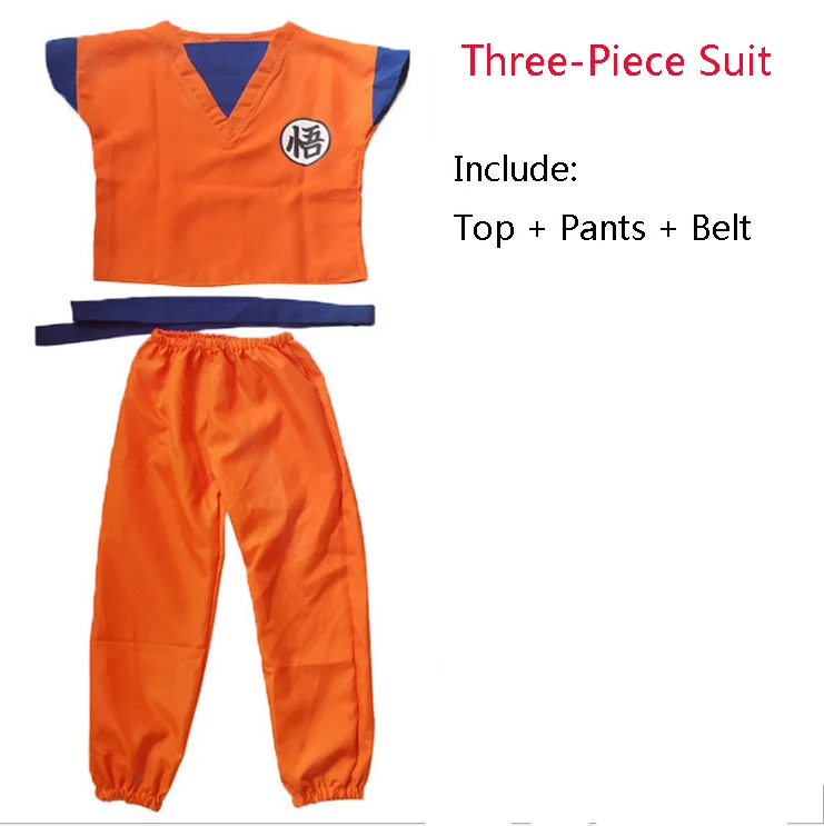 Child Kids Carnival Dragon Ball Z Costume Son Goku Wig Clothes Cosplay Halloween Children's Day Stage Show Party Fancy Dress - Цвет: Three-piece suit