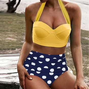 

Swimwear Women Sexy Tankini Two Piece Swimsuits Women 2020 Black Polka Dot Tankinis Push Up Bathing Suit Women Biquinis Feminino