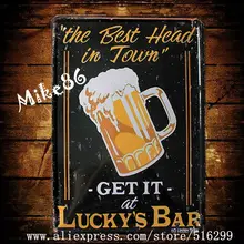[Mike86] получить его пива на Lucky металлические барные окраска пластин настенный Декор Ретро бар дом жестяная вывеска 20*30 см, в ассортименте предметы A-1031