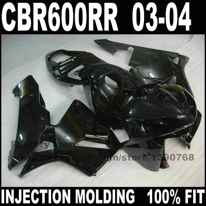 ABS комплект пластиковых обтекателей для Honda CBR600RR 03 04 CBR 600 CBR600 RR 2003 2004 полный черный