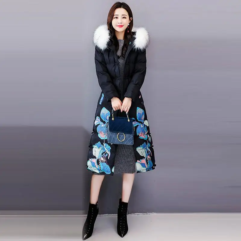 Red Femme Femmes Veste 4xl De Imprimé Vers Fourrure Chaud D'hiver Bas black Taille Plus Nationale La Rétro Survêtement Long Le Manteau Dame Épais À Fleur white V363 Capuchon qgwr4qxXI