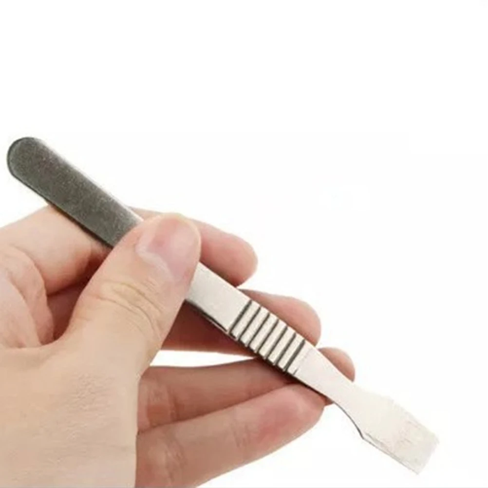 

Tin Paste Mixing Knife Tablet Clamshell Metal Open Shell Tool Clam Shell Crowbar Solder Paste Scraper (Silver)