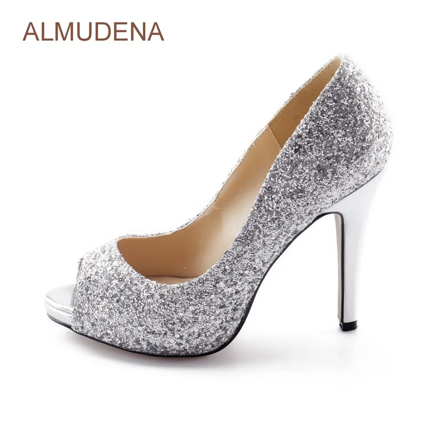 US $45.14 39% OFF|ALMUDENA Damen Elegante Silber Pailletten Schuhe Peep Toe Bling Bling Paillette Pumpen High Heel Glitzernde Hochzeit Schuhe Kleid Großhandel Marke Schuhe Frau Stilettos High Heels Plateau Pumps Frauen Schwarz High Heels 8 Cm 10 Cm 12 Cm Matt Leder Damen Hochzeit Schuhe Von