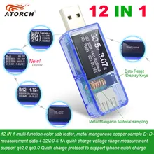ATORCH 12 in 1 USB tester DC Digital voltmeter amperimetro voltagecurrent meter ammeter detector power bank