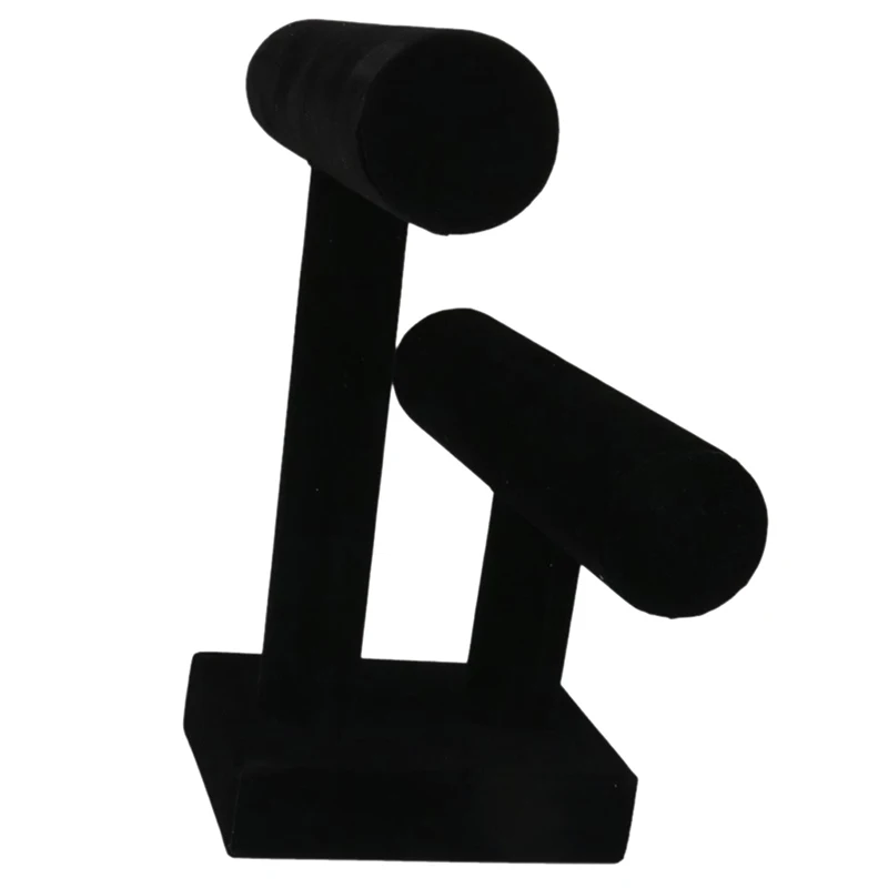  2-Tier Bangle Bracelet Display Holder T-Bar Stand Black