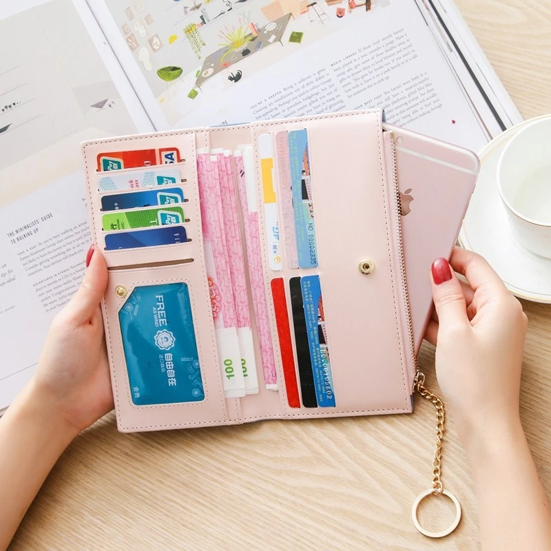 

Contrast Color Stitching Long Wallet Ladies Clutch Bag Female Simple Large Capacity Zipper Wallet