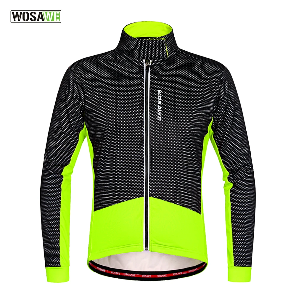 

WOSAWE Winter Thermal Fleece Windproof Long Sleeve Cycling Jersey Clothing Wear Reflective Cycling Jackets