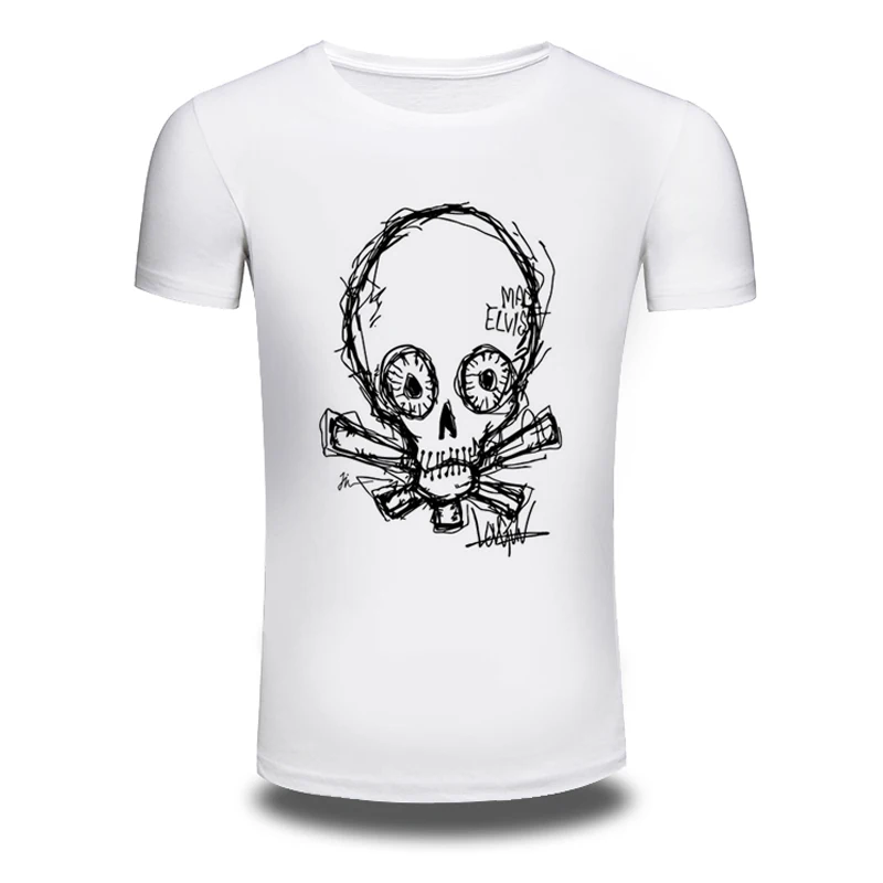 DY 87 European Style Simple Design Skull Print font b Mens b font T font b