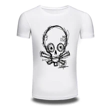 DY-87 European Style Simple Design Skull Print Mens T-shirts Trendy Fashion Casual Tee shirts White Tshirts Oversized 200g