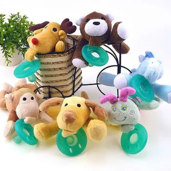

1Pcs Newborn Baby Boys Girl Cartoon Nipple Pacifier Toys Cute Infant Silicone Feeding Nipple Pacifiers Baby Animal Cuddly Plush