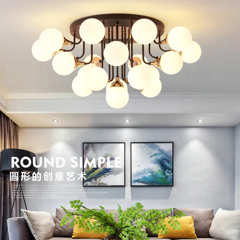 

Postmodern LED Chandelier Ceiling Iron Glass ball Lights Living Room Ceiling lamps Nordic fixtures Bedroom lighting