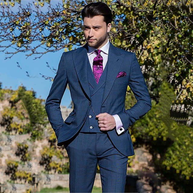 azul marino para hombre, novedad de 2019, abrigo, diseño de Pantalón ajustado, trajes formales de boda para hombre, traje de 3 piezas para hombre, chaqueta graduación de boda _ - AliExpress Mobile