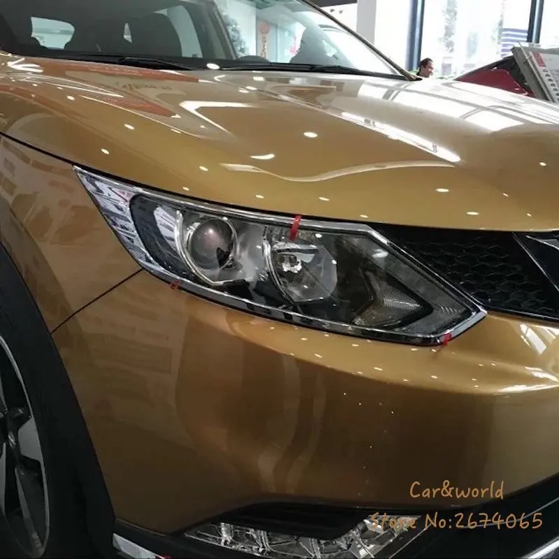 

Накладки на передние фары для Nissan Qashqai J11 2016 2017, накладки на передние фары, хромированные наклейки из АБС-пластика, аксессуары для стайлинга автомобиля
