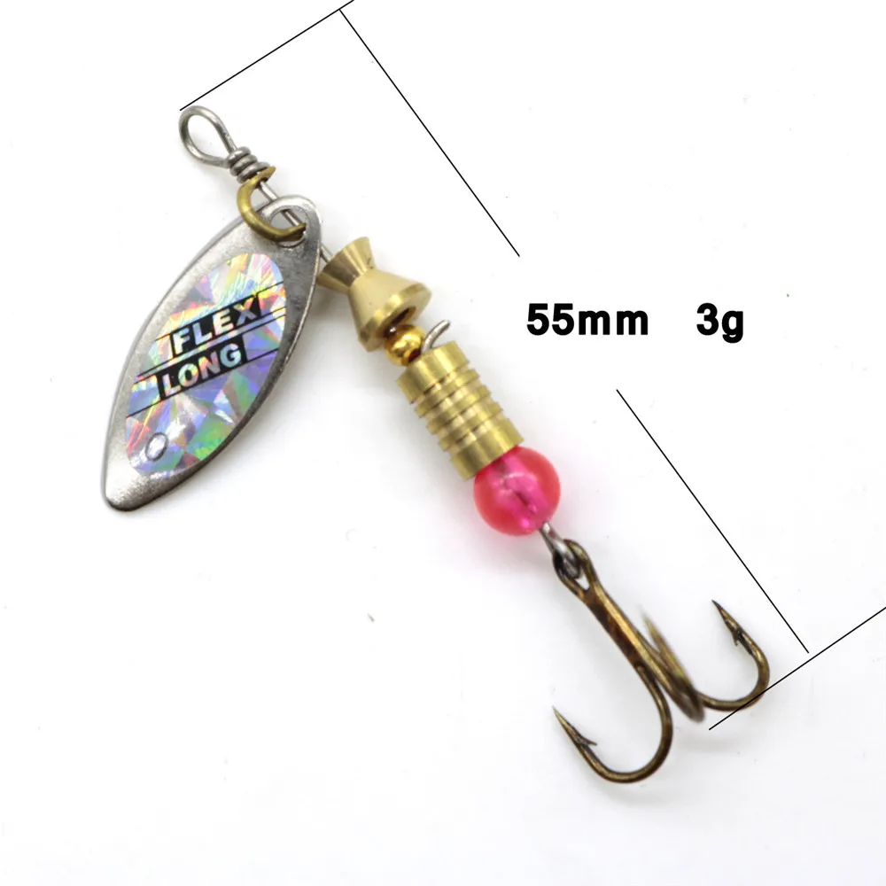 10 unids/caja Pesca señuelos Color mezclado Metal Spinner cuchara lentejuelas cebos artificiales señuelos Pesca accesorios