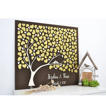 

Custom 3D Wedding Guest Book Tree, Rustic Guest Book Alternative Wood ,Heart Guest Book Ideas,Personalized Couple Names and Date