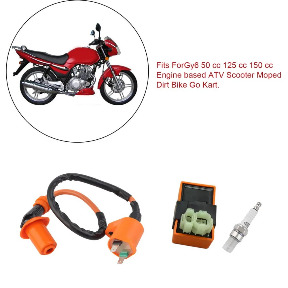 Новейшая катушка зажигания подходит для Gy6 50cc 125cc 150cc гоночная CDI + Свеча новая