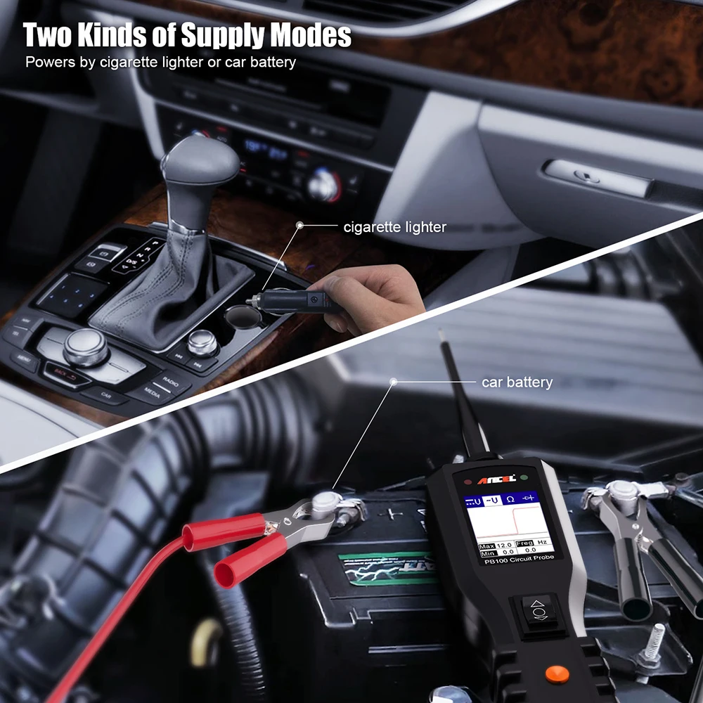 Ancel PB100 Automotive Circuit Tester Power Circuit Probe Kit Electrical System Mechanical Workshop Tools 24V 12V Power Scanner
