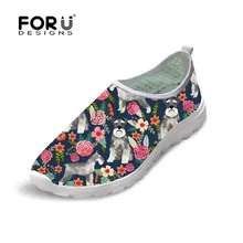 FORUDESIGNS/Женская обувь Шнауцер с цветочным принтом Туфли без каблуков Повседневное; кроссовки на высокой платформе женские туфли, удобные сетки Для женщин Туфли без каблуков