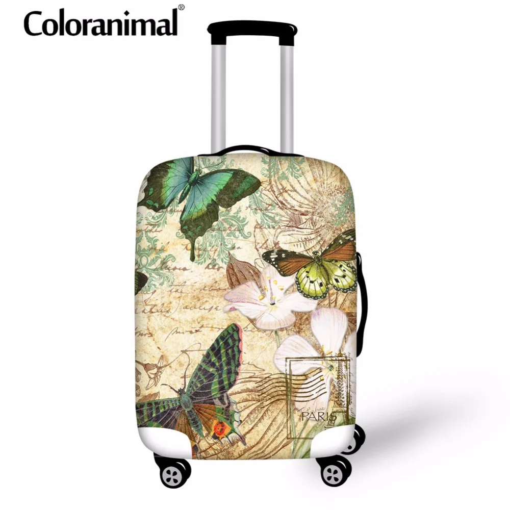 Coloranimal Travel Suitcase Cover for 18-30 Inch Elastic Luggage Protective 3D Retro Butterfly Print Thicken Case Bag | Багаж и сумки