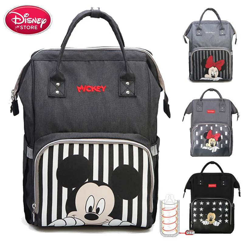 

Disney Baby diaper bag USB Heating Maternity Nappy stroller bag baby care Mummy travel backpack Mickey bolsa mochila maternidade