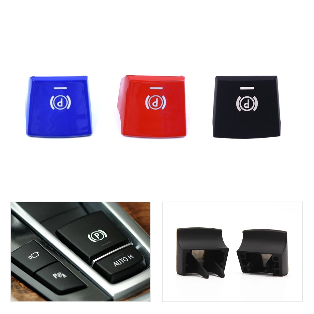 

61316822518 Car Parking Hand Brake P Button Switch Cover For BMW 5 7 Series F01 F02 F07 F10 F11 2009 - 2017 Black / Red / Blue