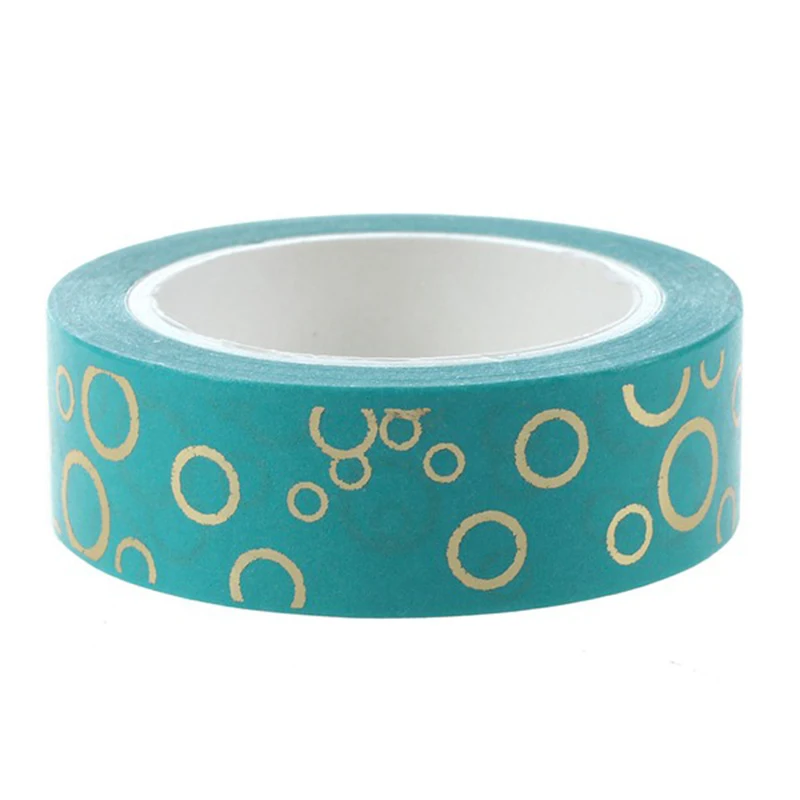 

5 Rolls 15mm x 10m DIY Adhesive Washi Gold Stamping Style for Scrapbooking Tapes, blue
