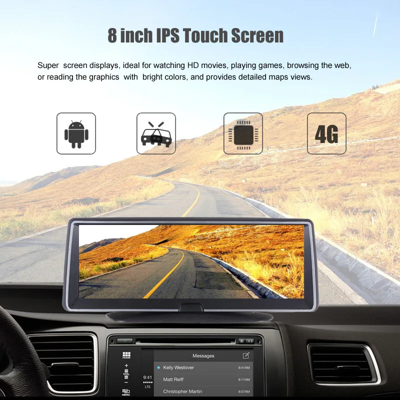 Автомобильный видеорегистратор с сенсорным экраном на Android 5 1 8 дюймов gps