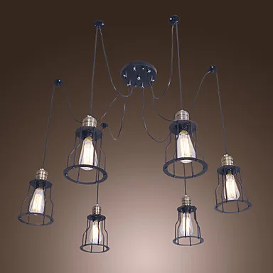 60 w e26e27 retro lampadari luce con 6 luci e struttura in metallo 6