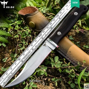 

EDC Tactical straighting Knife 9Cr18Mov Utility Pocket Knife Outdoor Tools Survival Knives Self Defense Hunting real leather