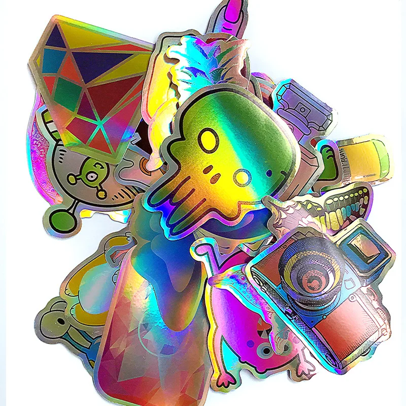 

Aliauto 25pcs/pack Fashion Glisten Laser Graffiti Car Sticker Decoration Guitar Fridge Phone Laptop Label Art Waterproof Decal