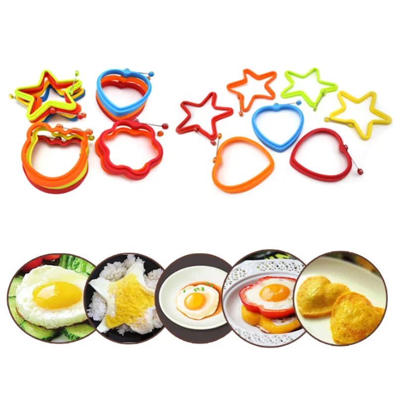 

1pcs Silicone Fried Egg Pancake Ring Omelette Fried Eggs Round Heart Shaped Eggs Mould for Cooking Breakfast egg Tools
