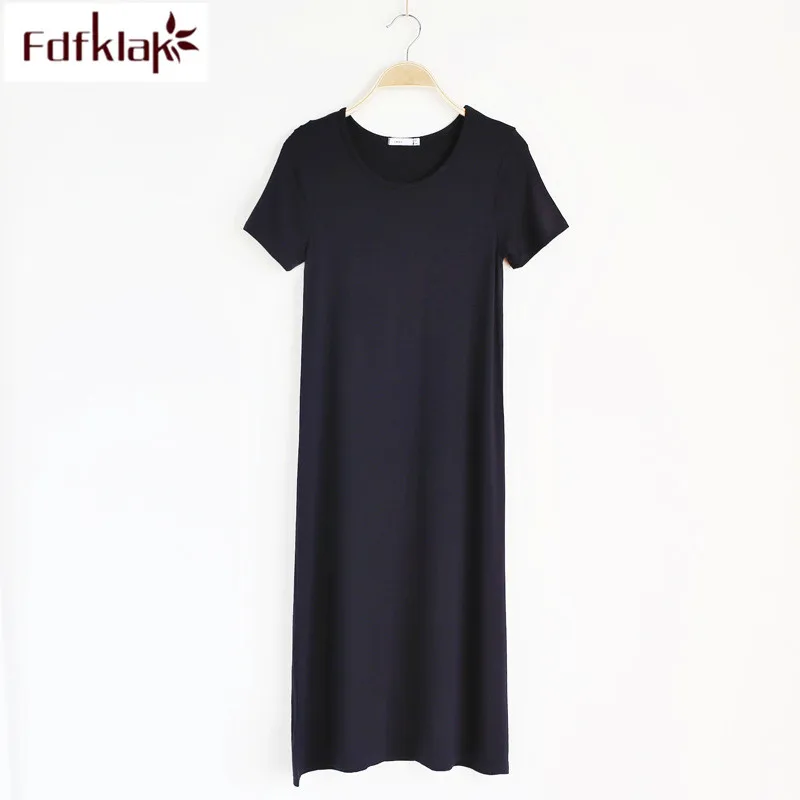 

Fdfklak Loose large size nightgowns women short sleeve summer nightshirt modal cotton nightdress ladies sleepwear night dress
