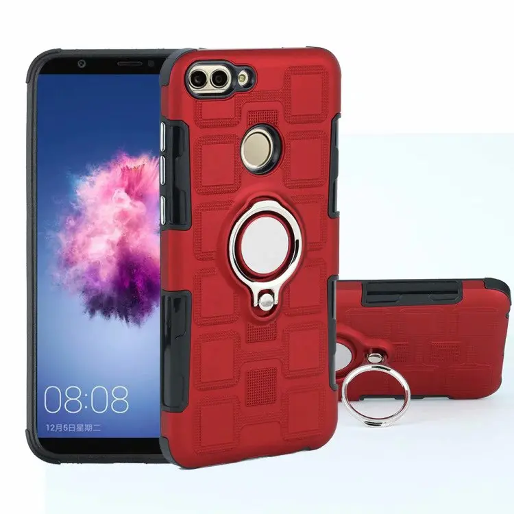 Чехол для huawei P Smart cover FIG-L21 FIG-LX1 FIG L21 LX1 fundas палец кольцо подставка держатель магнит мягкий чехол для телефона из ТПУ kimTHmall - Цвет: Red