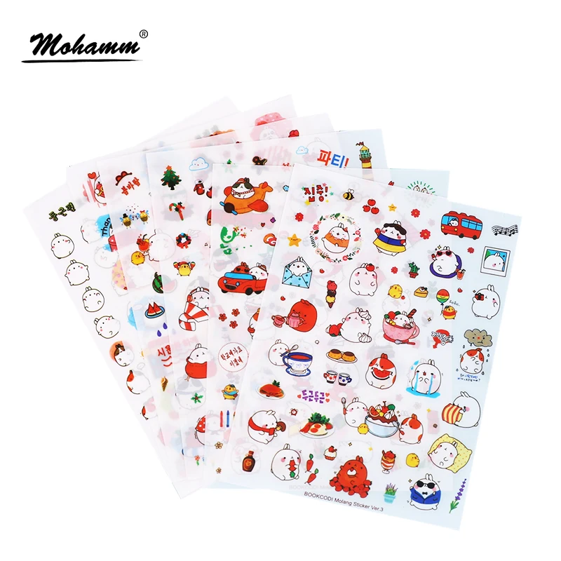 6 Pcsset Cute Molang Rabbit Cartoon Animals Sticker Pvc Stickers Diary Scrapbook Decoration Stationery huismerk kopen in de aanbieding 6 Pcsset Cute Molang Rabbit Cartoon Animals Sticker Pvc Stickers Diary Scrapbook Decoration Stationery huismerk kopen in de aanbieding