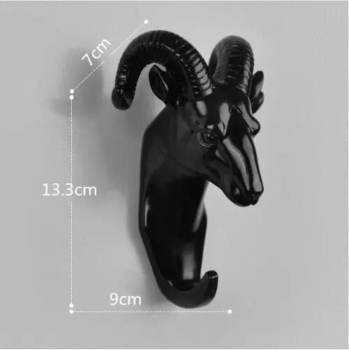 1PCS home decoration natural resin animal hook wall storage clothes hat key organizer giraffe elephant rhinoceros hook - Цвет: S