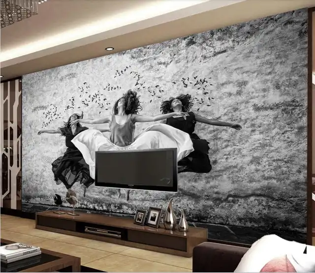 Customized Large Mural Wallpaper European Aesthetic Black And