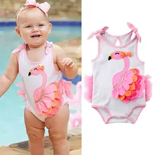 New Newborn Baby Girl Flamingo Flower Bow Romper Jumpsuit Beachwear Clothes Swimwear Sunsuit 0-18M Sweet