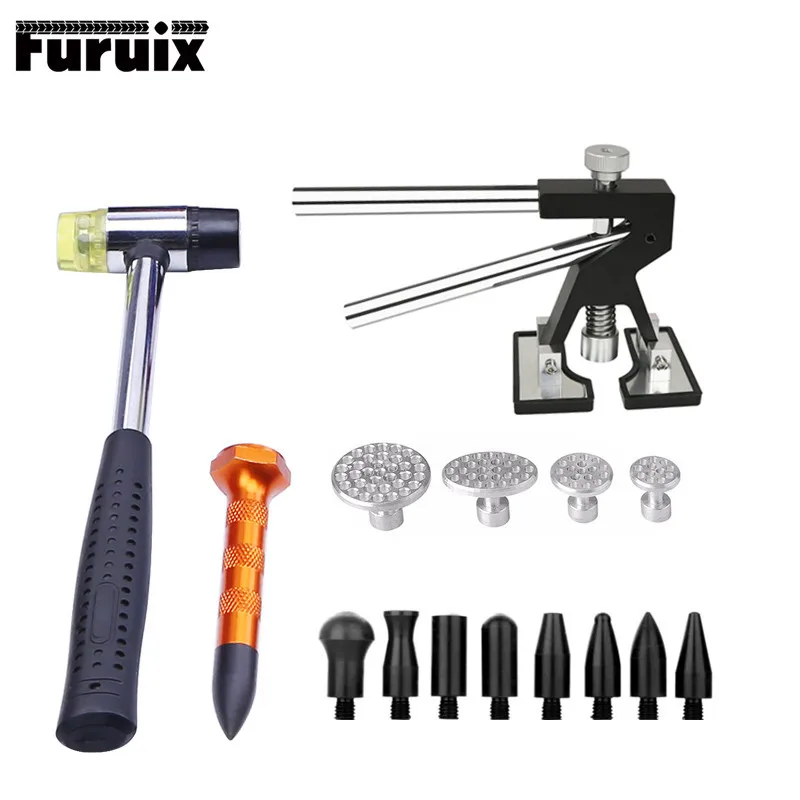 

PDR tools Paintless dent removal tools gold color dent puller metal tabs tap down pen rubber hammer hand tools kit