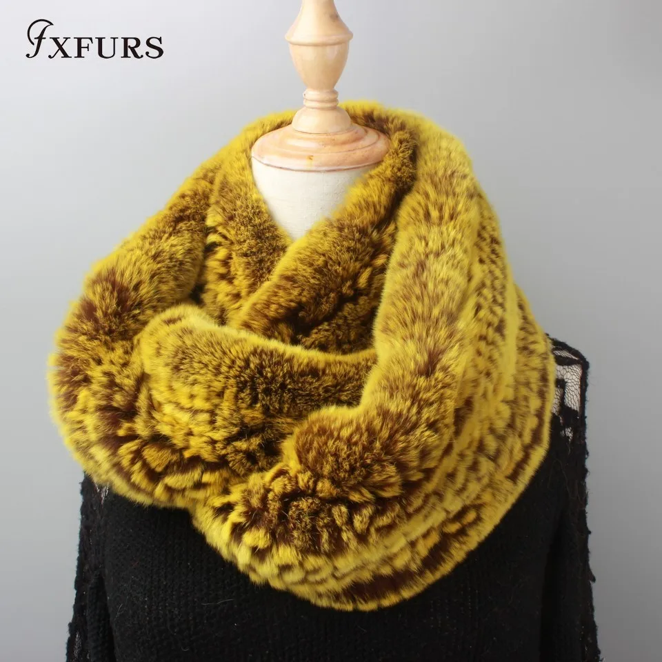Goedkoop FXFURS 2018 nieuwe Vrouwen Infinity bont sjaal Cirkel lange konijnenbont sjaal winter warm street fashion rex konijnenbont sjaal