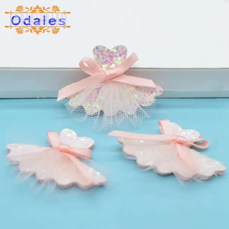 

20Pcs Mesh Dress Patch Applique for Girls Hair Accessories DIY Kid Patches for Clothing Craft Sticker Pink Bow Tutu Patch Decor